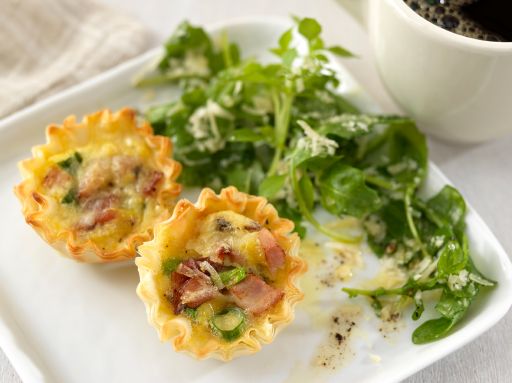 Mini Asiago Cheese, Ham and Scallion Quiches