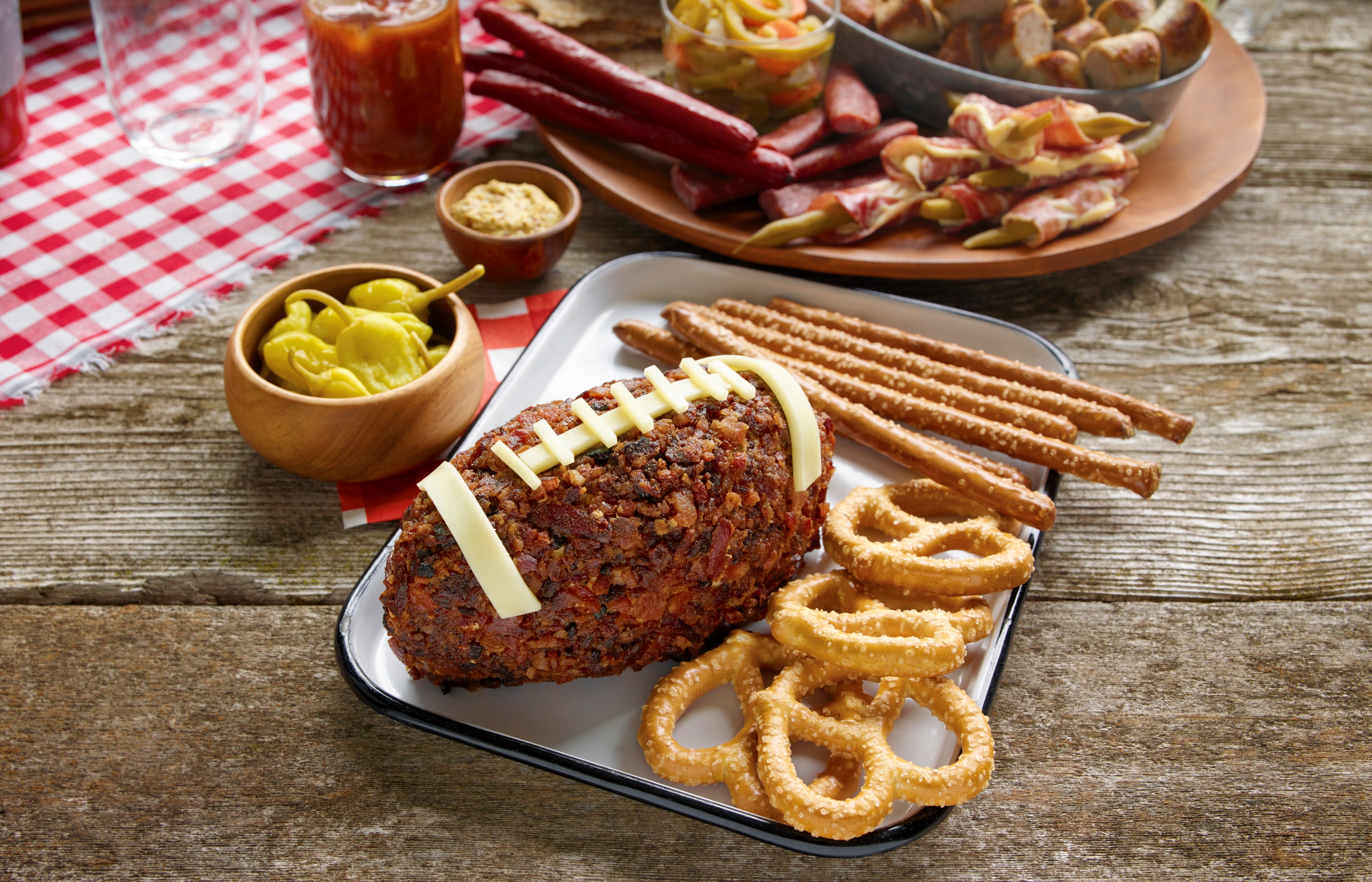 Bacon Sriracha Football Cheese Ball