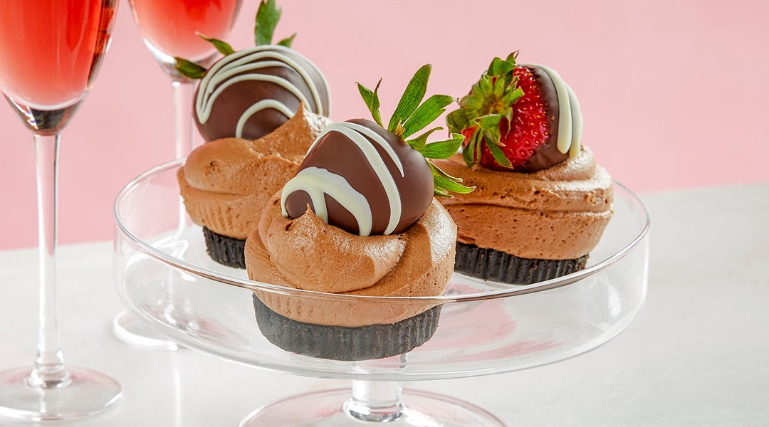 Mini Chocolate Covered Strawberry Cheesecakes