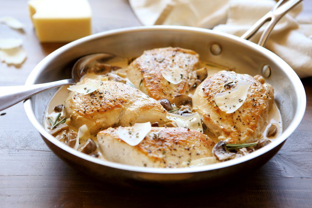 Asiago Chicken and Mushroom Skillet