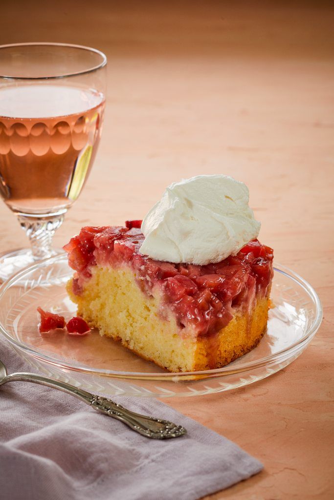 Aged Cheddar Rhubarb Upside-Down Cake