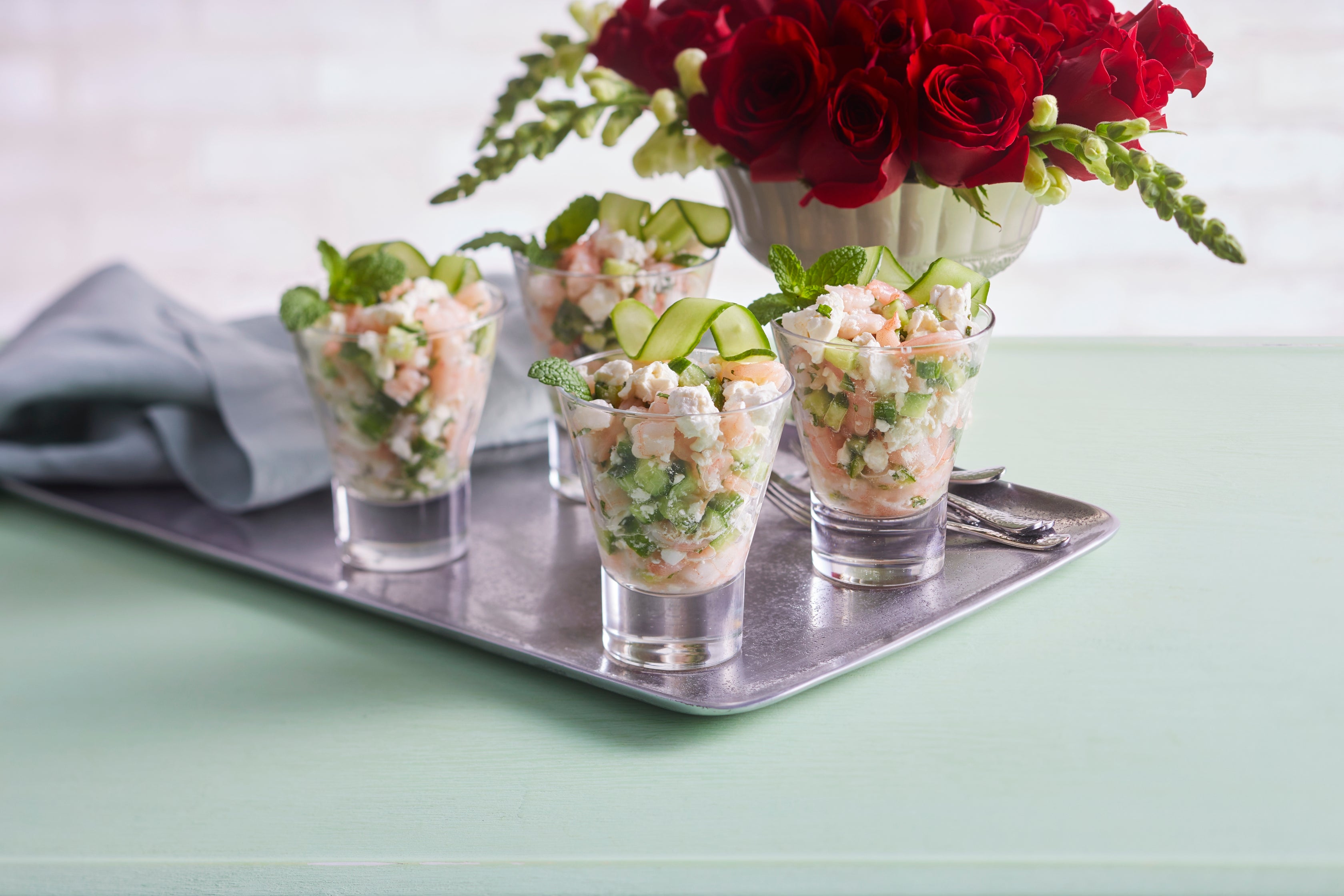 Marinated Shrimp, Feta and Cucumber Salad