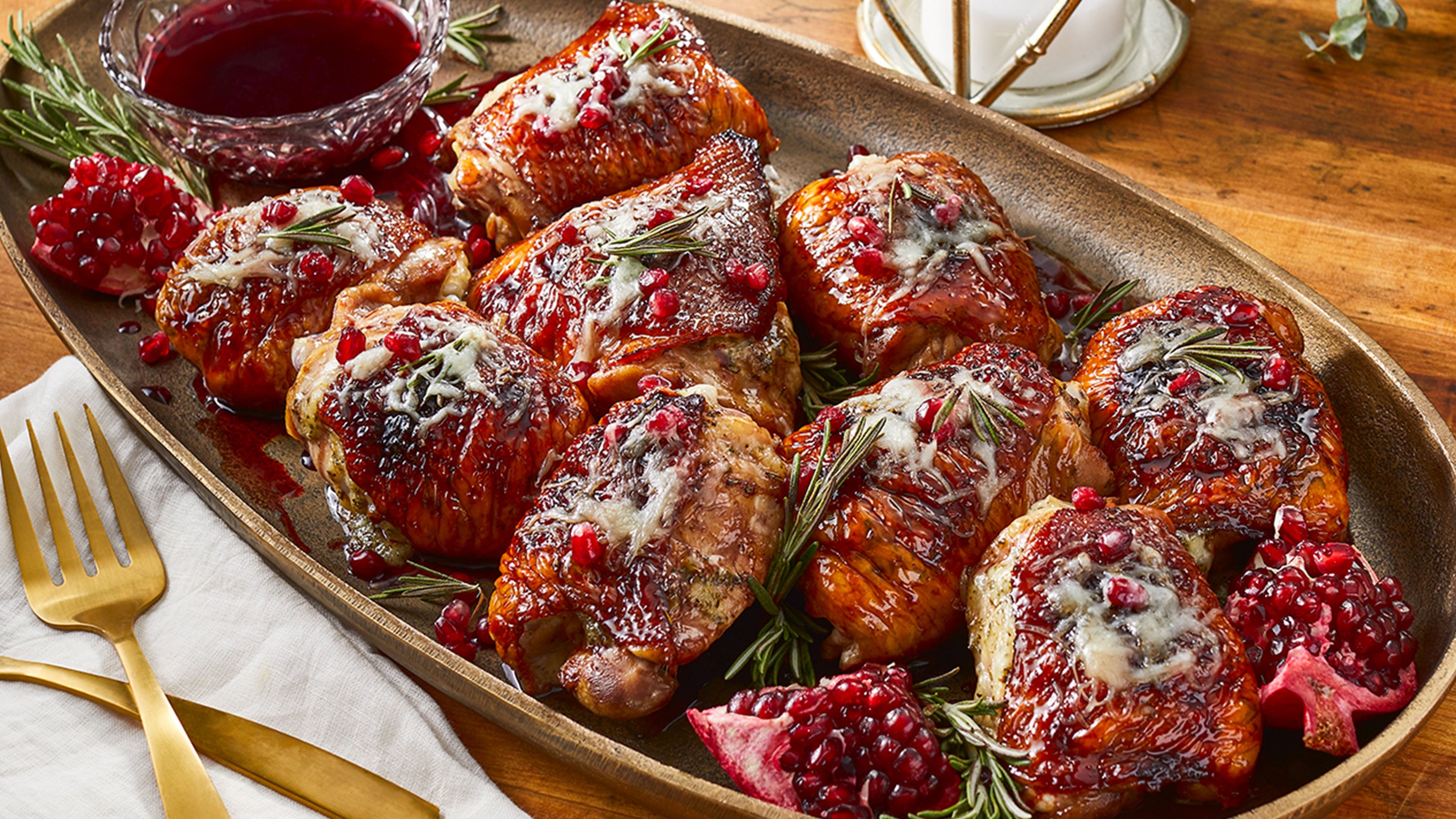 Pomegranate-Glazed Chicken Thighs with Asiago