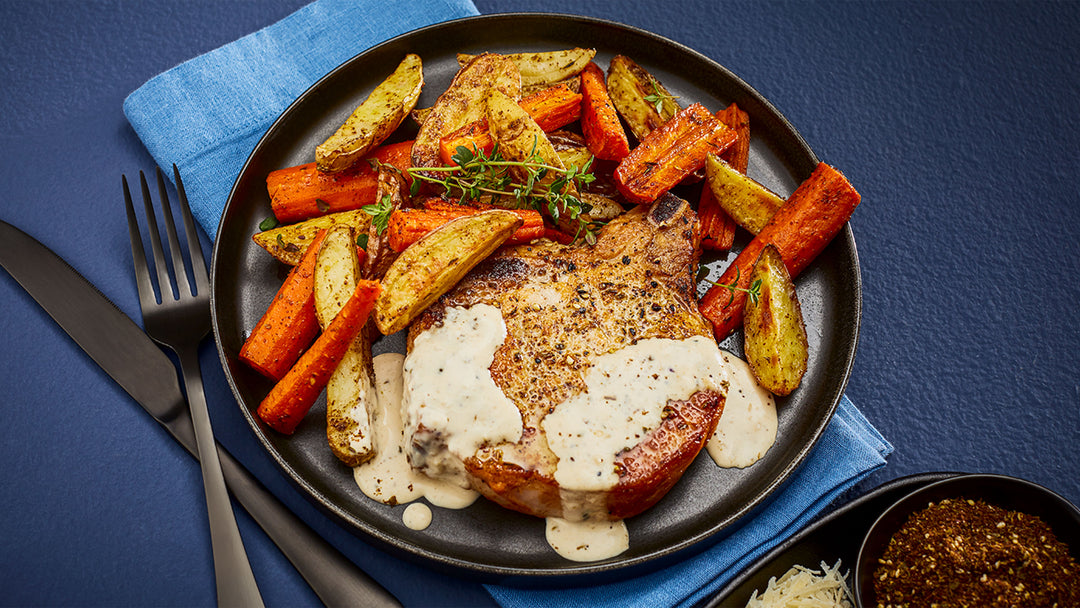 Za’atar Pork Chops with Creamy Parmesan Sauce